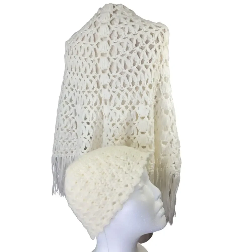 Vintage Handmade Knit Shaw and Cap - Picture 1 of 6